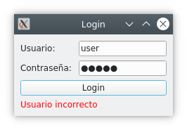 Login incorrecte